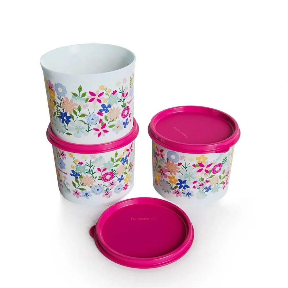 Tupperware Wildflowers set of stacking canisters and water bottle - Picture 2 of 4